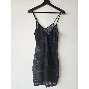 PrettyLittleThing Dress Womens 10 Lace Mini Sheer Lined‎ Party Sexy Sleeveless